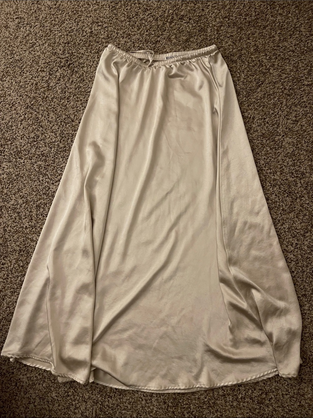 Elegant Satin Maxi Skirt in Ivory